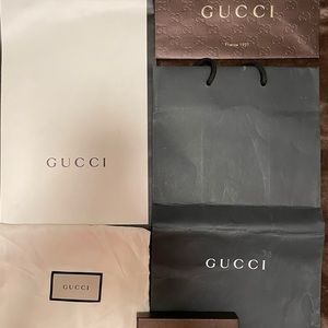 Assorted Gucci Shopping Bags, Dust Bag and Box.